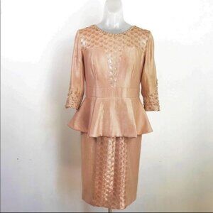 eDressit peplum beaded sequined party dress dusty pink  size 8